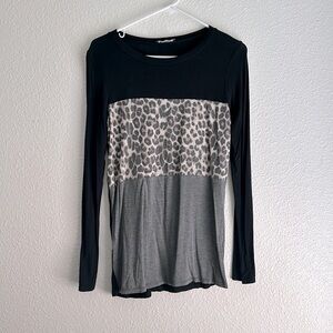 Leopard, big striped shirt